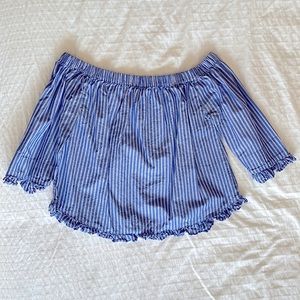 Blue off the shoulder blouse